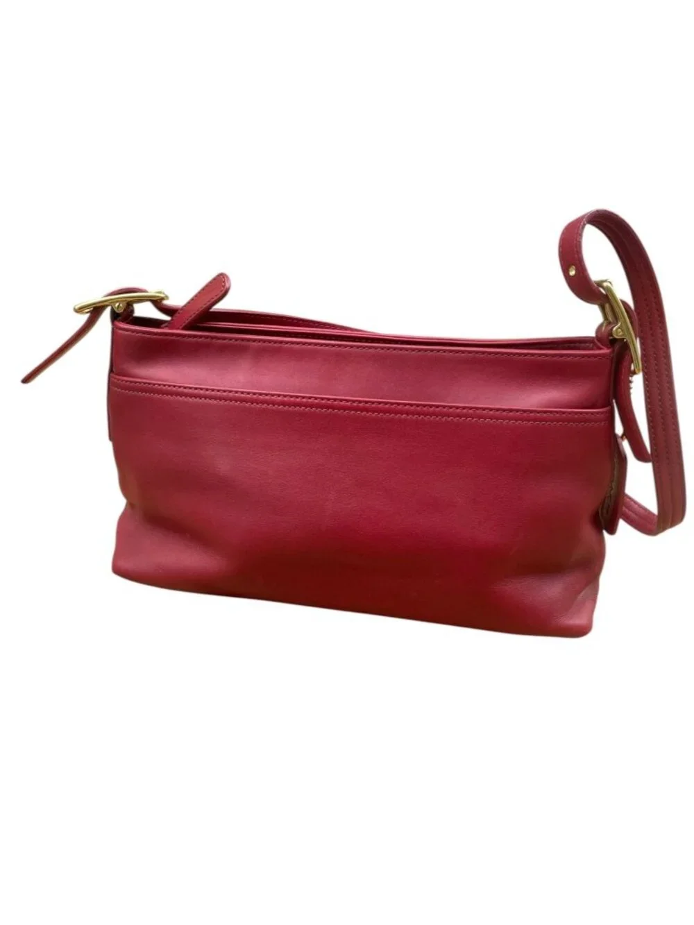 Vintage Coach Red Leather Legacy Shoulder Bag - Style #9861 * Flaw*  90's mini - Picture 4 of 16